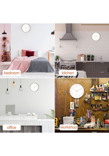 Minimalist Duvar Saati Gümüş , 30 Cm 12 İnç Modern Sessiz Duvar Saati, Sessiz Kuvars Hareketi Diğer