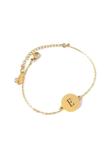 Novahub Kadın Paslanmaz Çelik Alfabe İlk Pretty Zarif Moda Şık Bilezik Mektup Zinciri Basit Paslanmaz Çelik Nedime E Altın Altın