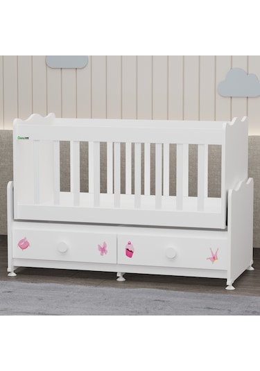 Elegant Mdf Çıtalı Beşik + Şifonyer - Prenses Beyaz