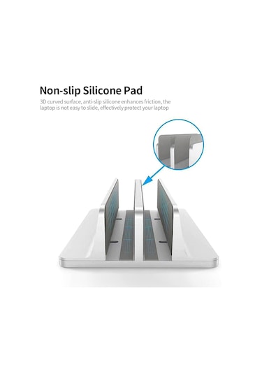 Vkemall Alüminyum Dikey Bilgisayar Tutucu, İki Açık Açılışlı, Genişliği Ayarlanabilir, Masaüstü Organizatör, Siyah