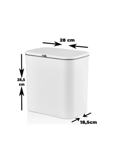 Bayev Beyaz Fonksiyonel Kapaklı Banyo Ve Mutfak Tezgah Üstü Çöp Kovası Dolap Ve Duvar Seçeneği