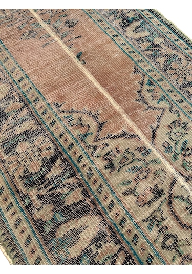 Patchwork Eskitme Halı 90x280 Turuncu %100 Yün Vintage Yolluk Turuncu