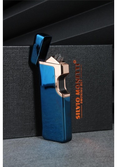 Silvio Monetti Mavi Renk Dokunmatik Sensörlü Tesla Şarjlı Çakmak 24csm22103r01