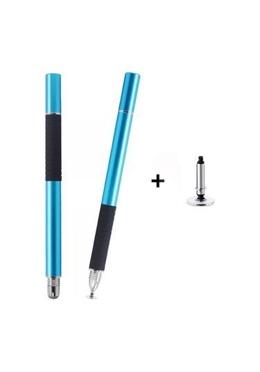 At-31 İletken Kumaş Kafa Hassas Enayi Kapasitif Kalem Kafası 1 Kalem Kafalı 2'si 1 Arada El Yazısı Kalemi Açık Mavi