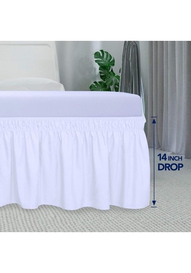 Novahub Bej 4 Boyut 14 İnç Damla Elastik Fırfır Yatak Etekleri 80x60inch 200x150cm Bej