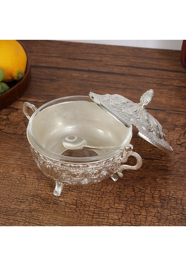 Homyl Kapaklı Şekerlik Mutfak Eğlence Yeniden Kullanılabilir Gümüş