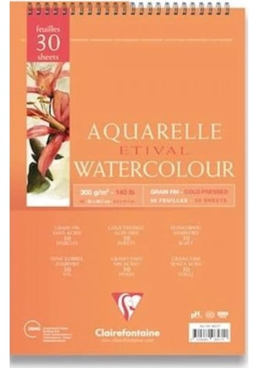 Claırefontaine Aquarelle Watercolour A3 30 Sayfa Üstten Spiralli