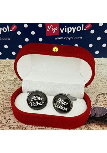 Siyah Metal Harfli Kol Düğmesi Kişiye Özel Kol Düğmeleri.