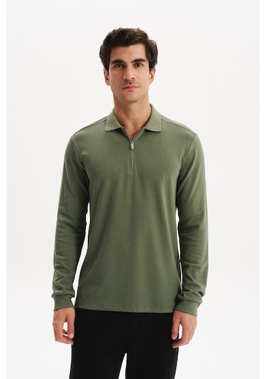 Arma Erkek Basic Slim Fit Fermuarlı Polo Yaka Sweatshirt İnce Modal Pamuk Elastan Karışımlı Örme İnterlok Kumaş K30554989002 Yeşil Arma Erkek Basic Slim Fit Fermuarlı Polo Yaka Sweatshirt İnce Modal Pamuk Elastan Karışımlı Örme İnterlok Kumaş K30554989002 Yeşil