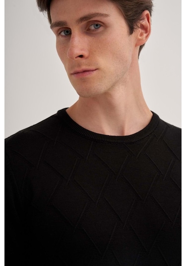 Cazador 3084 Erkek Bisiklet Yaka Kazak Siyah