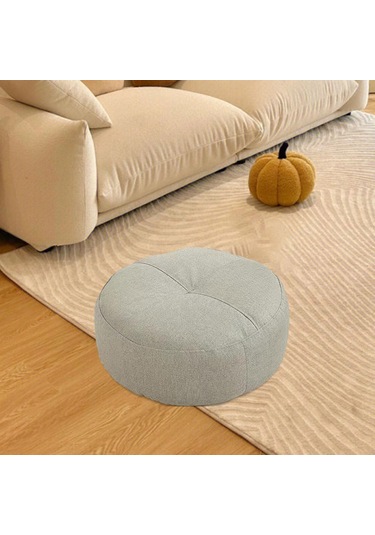 Homyl Yuvarlak Yer Minderi Dekoratif Meditasyon Oturma Açık Gri