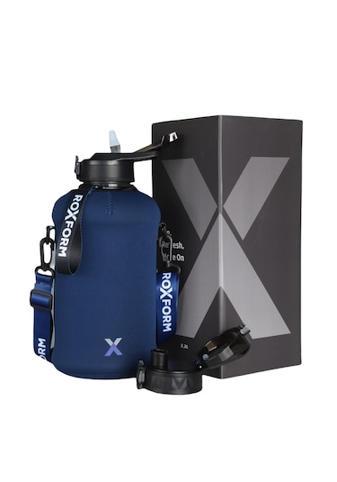 Roxform 2200 Ml Lacivert Siyah Premium Suluk Matara Bpa & Bps İçermez, Kılıflı Ve Sızdırmaz Siyah, Lacivert Kılıf