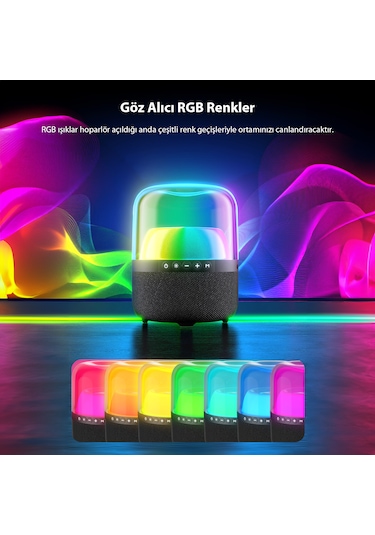 Lecoo RS19 Kablosuz 10W RGB Bluetooth/USB/AUX/SD Kart Taşınabilir Hoparlör Siyah
