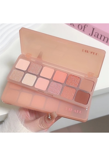 12 Renk Göz Farı Paleti Düşük Doymuş Toprak Pembe Mor Göz Farı Glitter 14 01
