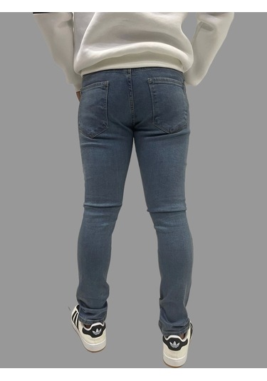 Erkek Dar Paça Tırtıklı Newone Skyblue Kot Pantolon Gök Mavisi