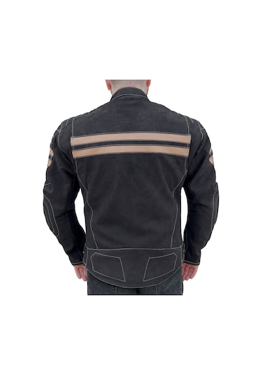 The Biker Jeans Retro Wax Black Korumalı Motosiklet Deri Montu