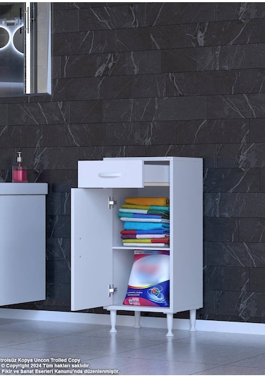 Emir 45 X 88 X 32,5 Cm Mutfak Dolabı 1 Çekmece 1 Kapak 1 Raf 2 Gözlü Organizatör Çok Amaçlı Dolap Beyaz