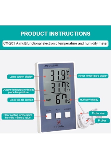 Jms Yeni Lcd Dijital Kapalı Açık Termometre Kapalı Higrometre Sıcaklık Nem Ölçer