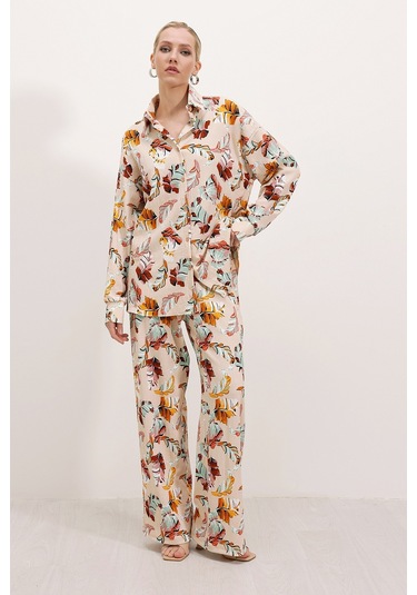 Örme İkili Takım - Krem 001