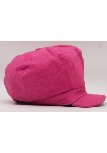 Şapkadan Kadın Yünlü Vintage Kasket Retro Kışlık Şapka 45645dr56704 Koyu Pembe