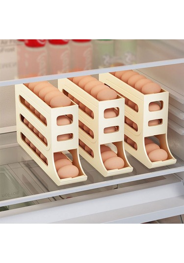 Geekyou Otomatik Yuvarlanan 30 Yumurta Kabı, Soğutucu Tahtası, Abs Malzeme, Transparent Renk, Kolay Erişim, Katlı Tasarım Şeffaf