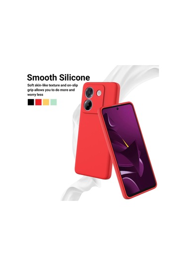 Xiaomi Poco M7 Pro 5g İçin Düz Renk Sıvı Silikon Damlamaz Tam Kapsama Telefon Kılıfı Kırmızı