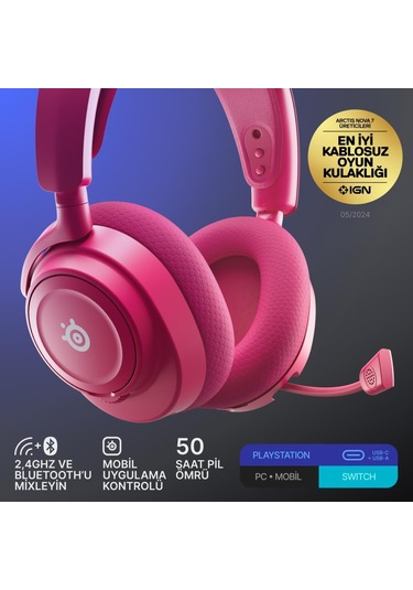 Steelseries Arctis Nova 7p Gen2 Kablosuz Magenta Gaming Kulaklık