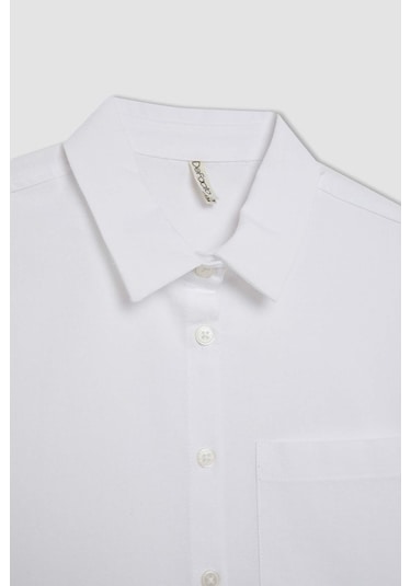 DeFacto Kız Çocuk Oversize Geniş Kalıp Poplin Basic Düz Uzun Kollu Beyaz Okul Gömleği C7482A824AUWT34 DeFacto Kız Çocuk Oversize Geniş Kalıp Poplin Basic Düz Uzun Kollu Beyaz Okul Gömleği C7482A824AUWT34