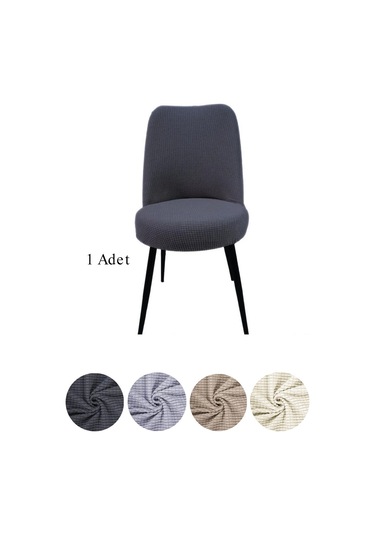 StarMall Yıkanabilir Streç Lastikli Likralı Oval Sandalye Kılıfı - Yuvarlak Sandalye Örtüsü 1 Adet Antrasit