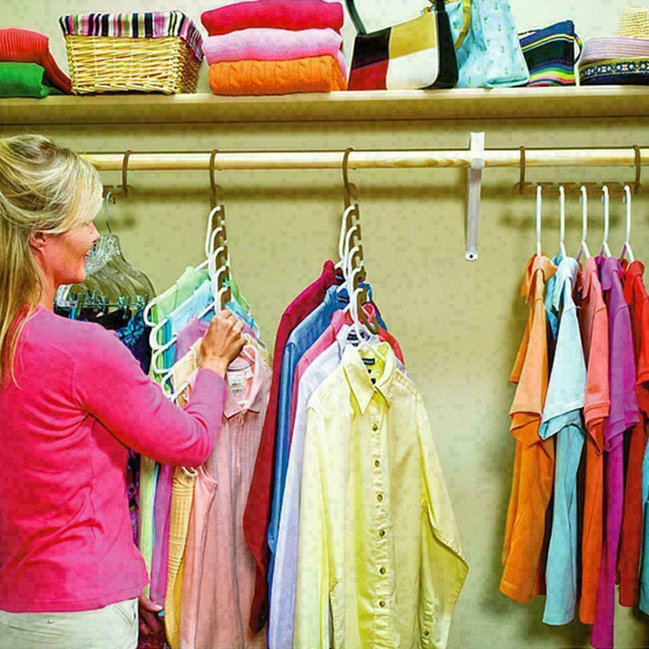 Yuntech01 8 Adet Çok Amaçlı Çekirdekli Mendil Çekmece, Katlanabilir Pp Malzeme İle Dolapta Alan Tasarrufu Sağlar, 5 Giyim Aynı Anda Asılabilir Beyaz