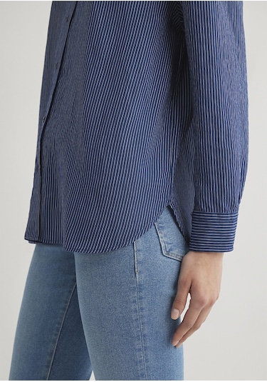 Mavi - Çizgili Lacivert Gömlek 1210683-80736 Lacivert