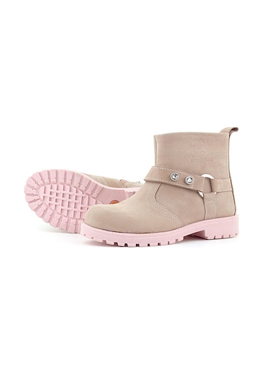 Rakerplus Chiron Hakiki Deri Pembe Fermuarlı Taşlı Kız Çocuk Bot Pembe