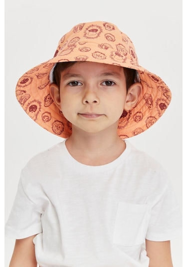 Benitto Kids Erkek Çocuk Desenli Bucket Şapka 7007-turuncu Turuncu
