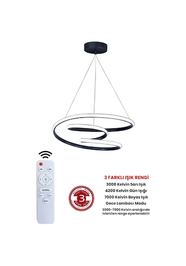 Ransom Kumandalı Siyah Dimmerli Led Avize Galaksi Ledli Avize Siyah