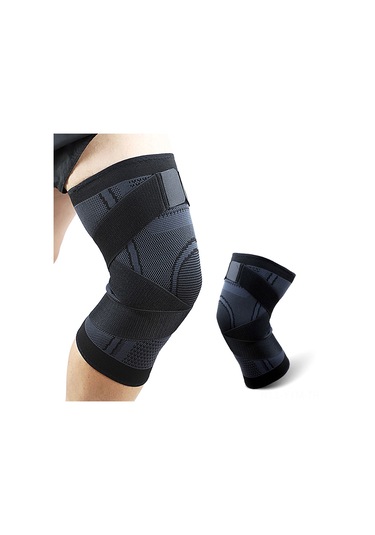 Geeksen Siyah Nilon Spor Dizlik, Baskılı Örgü, Hareket Destekli, S Bedeni Siyah