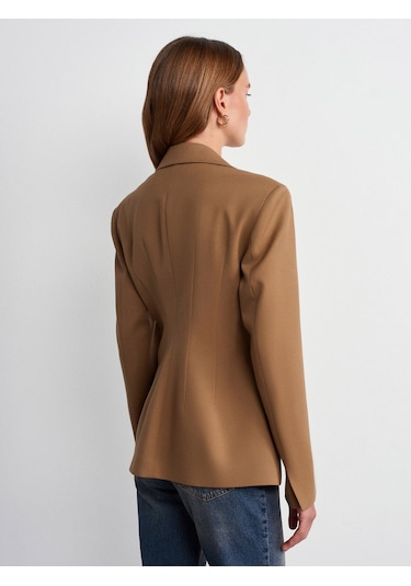 Dilvin 60774 Fitted Kesim Vatkalı Blazer-camel CAMEL