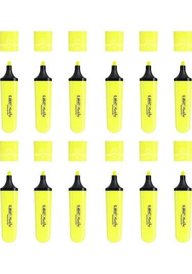 Bic Marking Flat Fosforlu Kalem Sarı 12 Adet Sarı