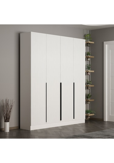 Minar Kale 210 Cm 4 Kapaklı 2b Raf Portmanto Byz Mbr Çizgili Byz