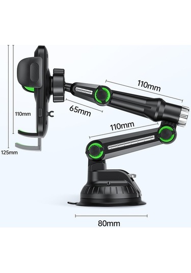Wondernest Araç Ön Camı Vantuzlu Telefon Tutacağı - Genişletilmiş Siyah Kontrol Paneli Std