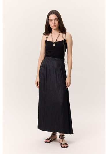 Crush Saten Etek Kömür Kömür Siyah