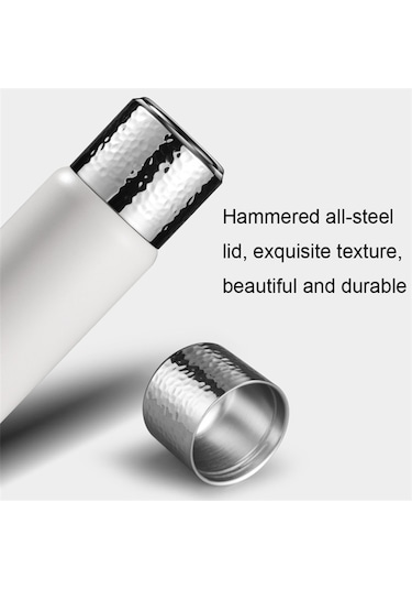 300Ml 316 Paslanmaz Çelik Yalıtımlı Bardak Dövülmüş Doku Kapaklı Çay Süzgeçli Su Şişesi Bpa Içermez Fda Sertifikası Yok - Siyah