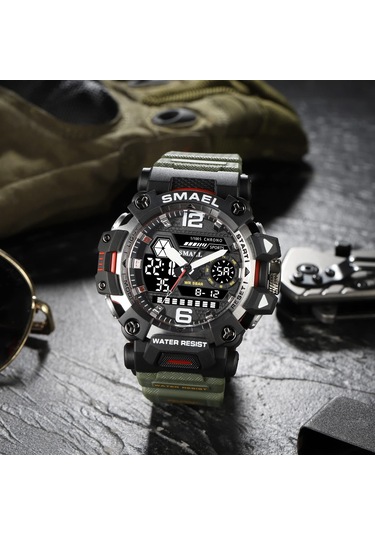 Tenfowee Smael 8072 Erkek Askeri Kol Saati - Luminous Su Geçirmez Kronograf Alarm Dış Mekan Taktik Saat