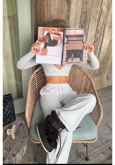 Madmext Beyaz Bol Paça Kadın Eşofman Altı Mg2279 Beyaz