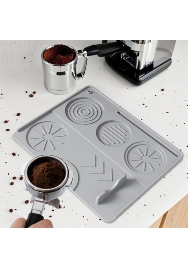 Homyl Espresso Tamper Mat Silikon Dayanıklılık Kahve Gri