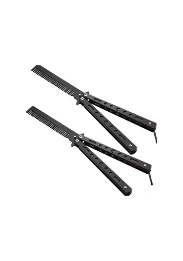 Shineyee Çiftli Metal Kelebek Tarak Seti - Siyah, 22 Cm Uzunluk, Pratik Ve Dayanıklı