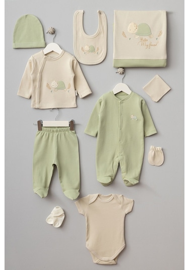 Bebitof 10 Parça Gülen Kaplumbağa Hastane Çıkışı Pamuklu Haki