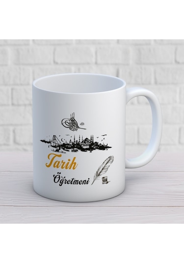 Tarih Öğretmenlerine Özel Öğretmenler Günü Hediyelik Baskılı Kupa Beyaz