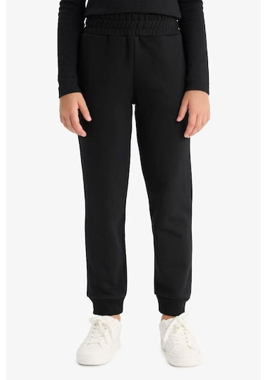 Defacto Standart Fit Basic Beli Lastikli Jogger Siyah Kız Çocuk Eşofman Altı Y1226a6/bk81 SiYAH