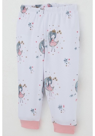 Breeze Kız Bebek Eşofman Takım Omuzdan Patlı Hayalci Kız Desenli 4 Ay-1 Yaş, Beyaz Beyaz