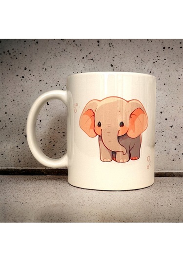 Fil Desenli Baskılı Kupa